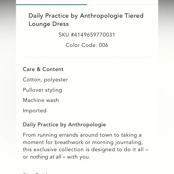 Anthropologie Daily Practice Tiered Lounge Dress - fits  L - Picture 5 of 16